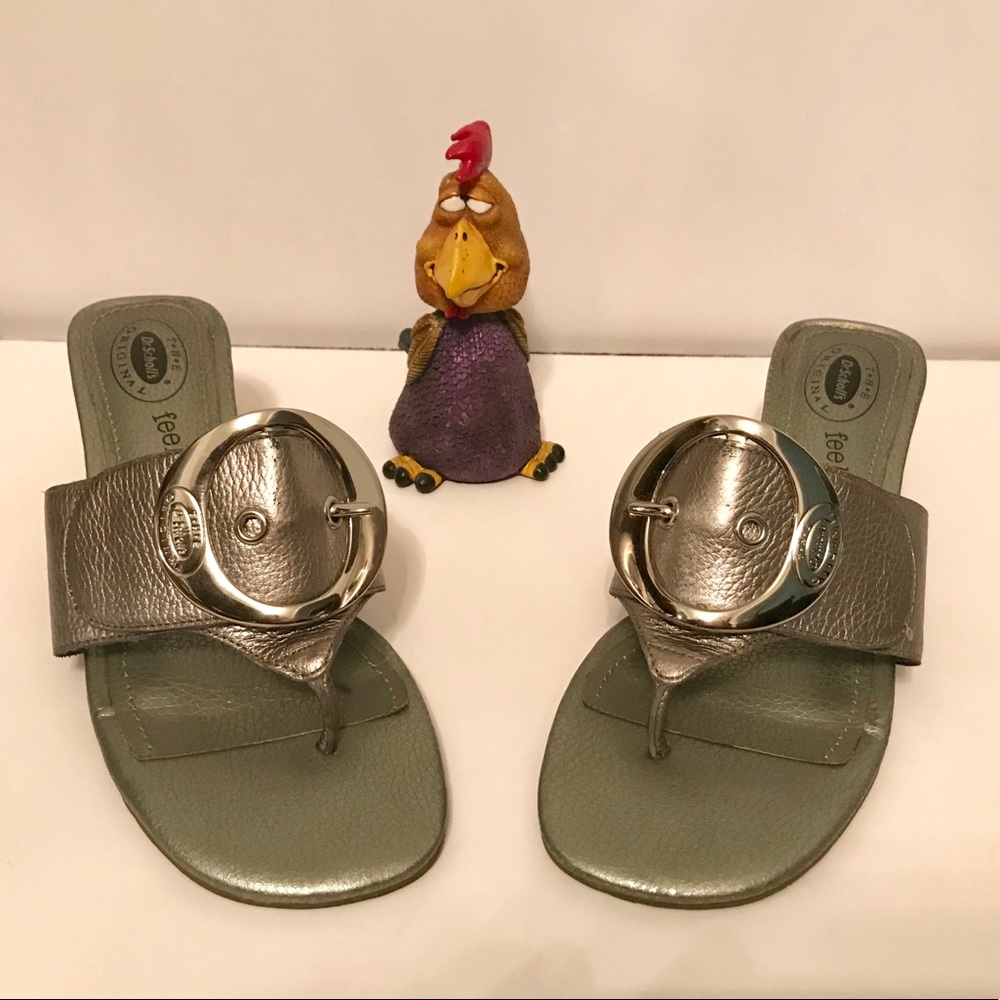 Dr Scholes, Silver 8.5M Leather Comfy Sandals
